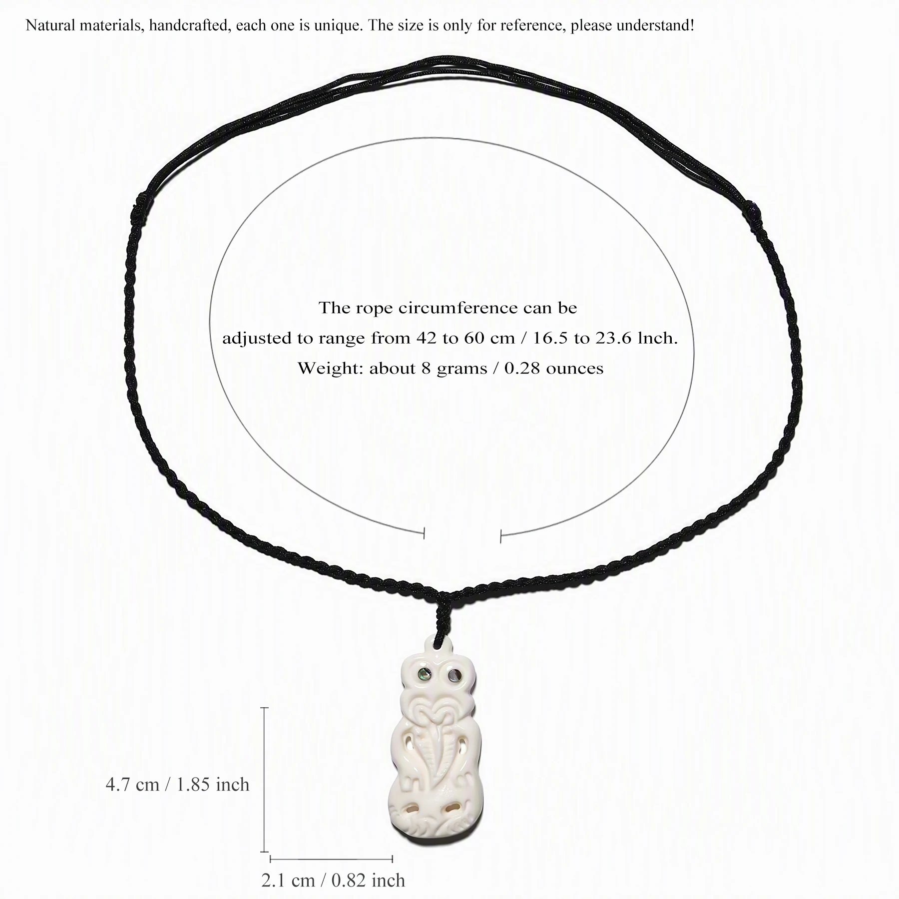 GX144 Neuseeländischer Maori Handgefertigter Yak-Knochen-TIKI-Anhänger, Totem-Amulett der primitiven Stämme, Rinderknochen mit Abalone-Muschel eingelegt – Detail 1