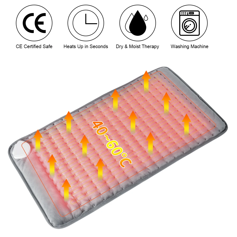 Electric Heating Pad Shoulder Neck Back Spine Leg Pain Relief Timed Physiotherapy Winter Warmer Heat Controller Blankets 30x60cm