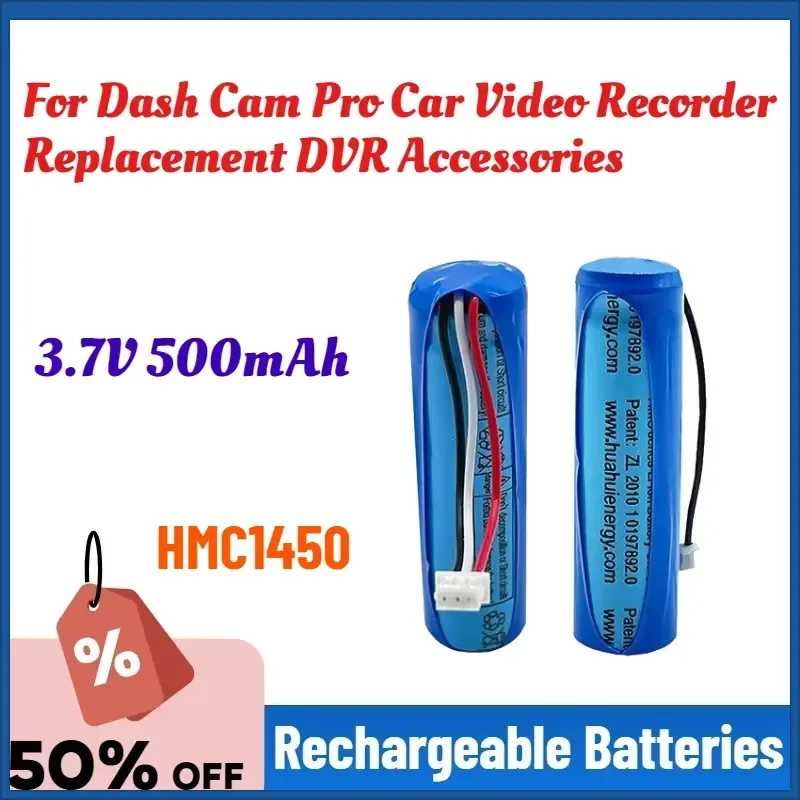 

HMC1450 70mai Battery 3.7V 500mAh Lithium Battery for Dash Cam Pro Car Video Recorder Replacement DVR Accessories