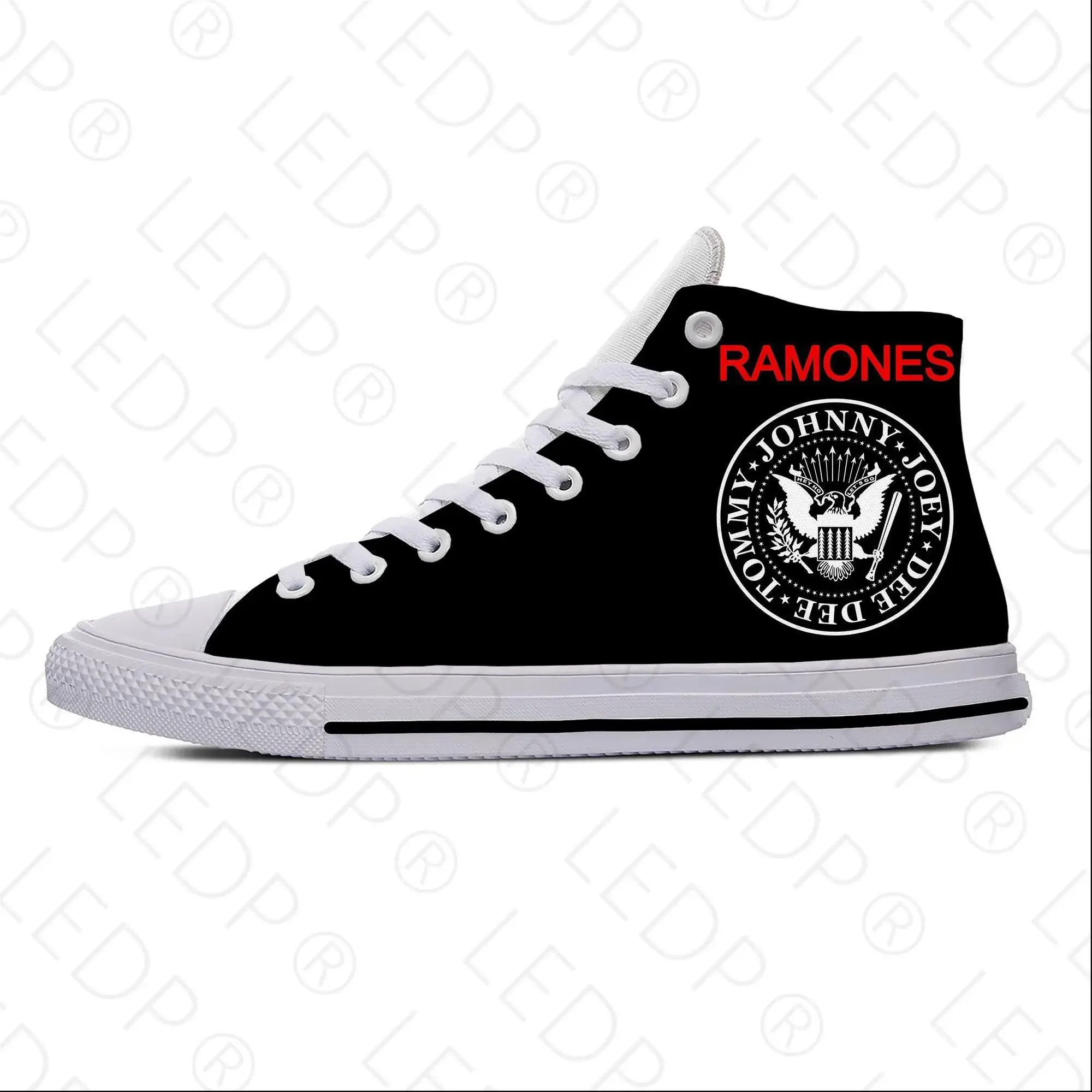 Ramone Seal Eagle Punk รองเท้าตลกแฟชั่นผ้าลำลอง, รองเท้าผ้าใบหุ้มข้อน้ำหนักเบาระบายอากาศได้ดีพิมพ์ลาย3D สำหรับผู้ชายผู้หญิง