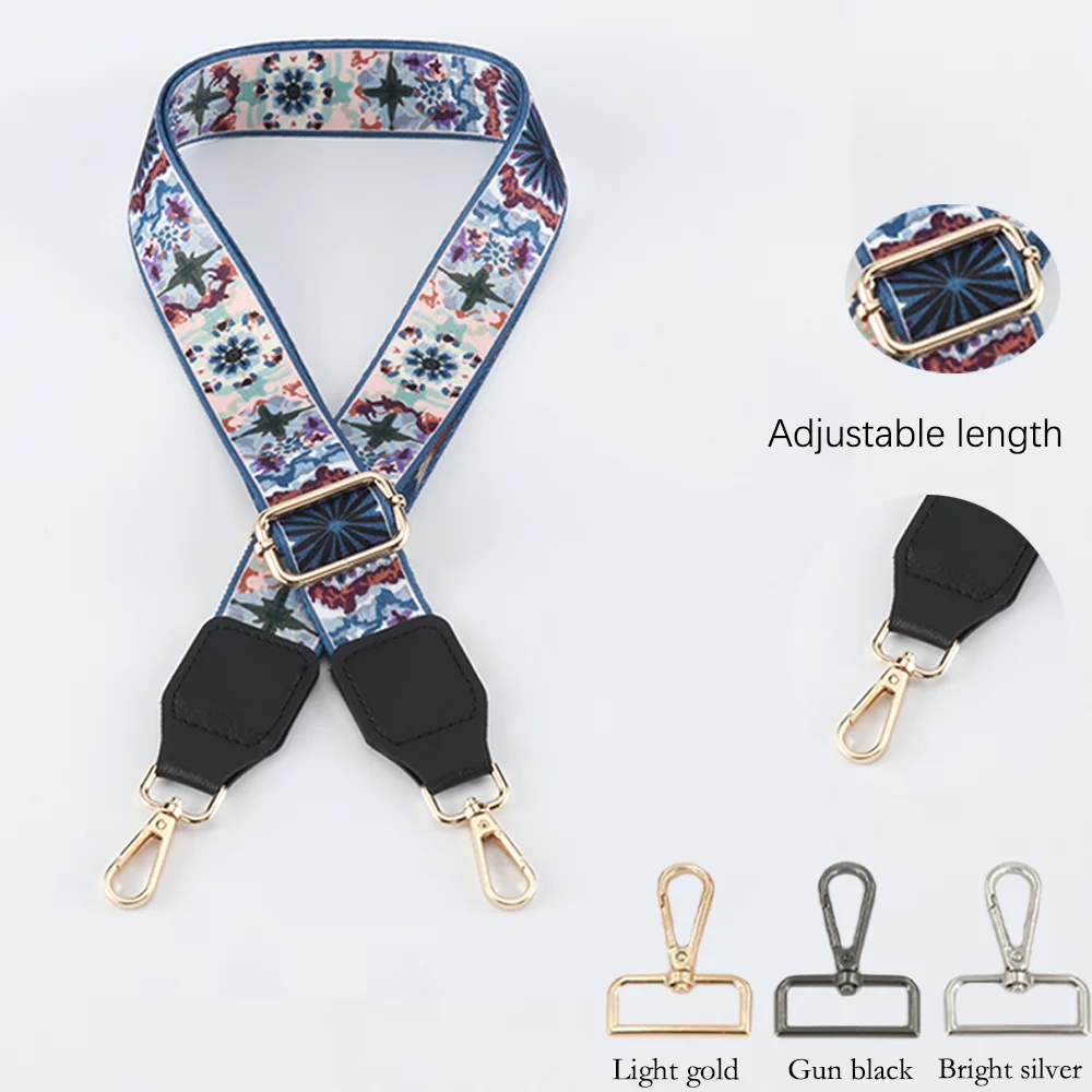 

3.8CM New Adjustable Strap Width Women's Crossbody With Colourful Stripe Pattern Diy Thickened Fashion Nylon Bag Carrying Strap