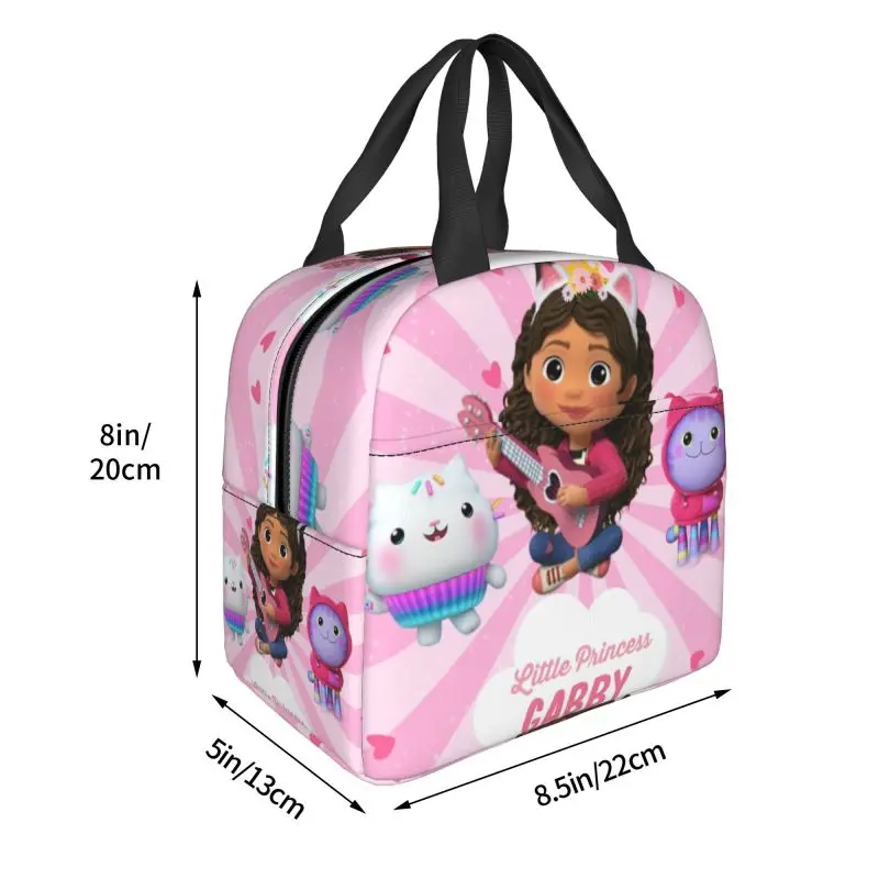 Funny Gabbys Dollhouse Insulated Lunch Bags for Camping Travel Cartoon Cats Animals Waterproof Cooler Thermal Bento Box Children