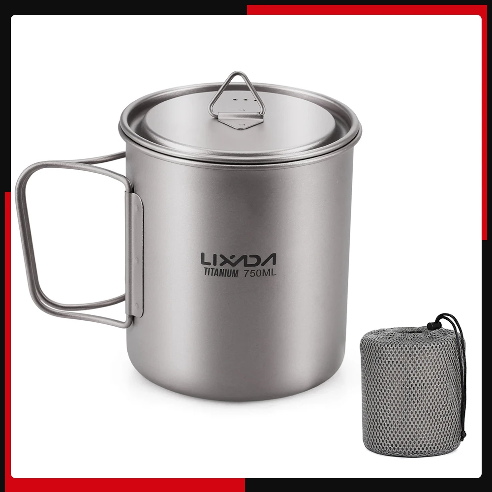 

Lixada Сверхлегкая титановая чашка, кружка 300/350/550/650 мл/750 мл, уличная чашка для воды, кружка для воды для кемпинга, пикника, посуда
