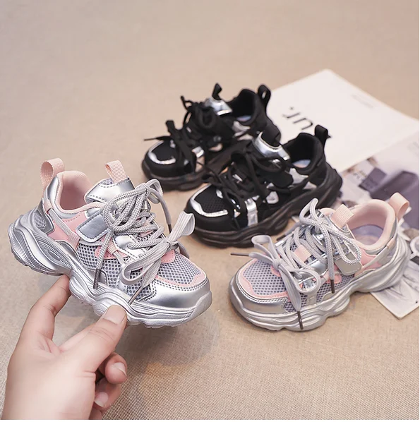 Children Running Shoes Air Mesh Girls Sport Shoes Kids Casual Sneakers Lace up Breathable Comfortable Anti-Slippery Size 26-37