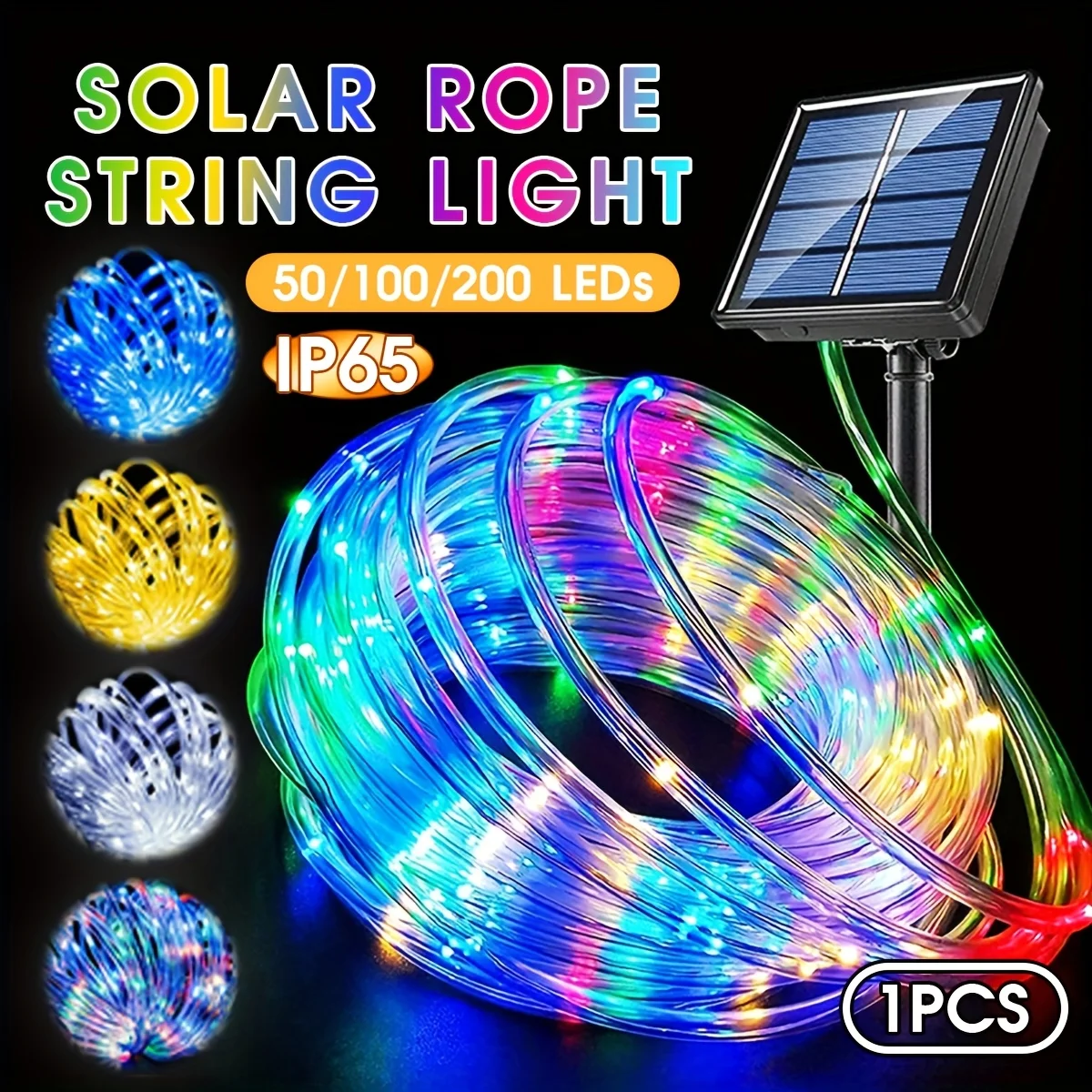 12m Solar Rope Lights Outdoor Fairy String Lights 8 Modes Decorative Lighting Trail Patio Pool Garden Party Christmas Decoration
