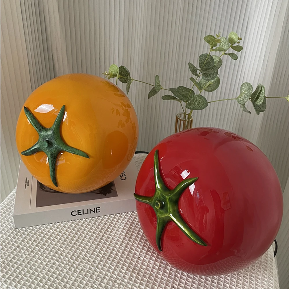 Tomato Table Lamp Home Decor Nightlight Bedroom Bedside Atmosphere Light Tomato Lamp Gift Ornaments Night Stand Glass