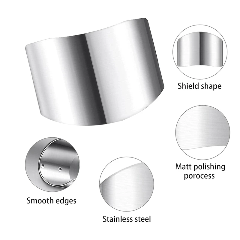Protezione per le dita in acciaio inossidabile da 8 pezzi, protezione per le dita protezione per le mani evita di ferire durante l'affettare e tagliare a cubetti, strumento di taglio sicuro per la cucina