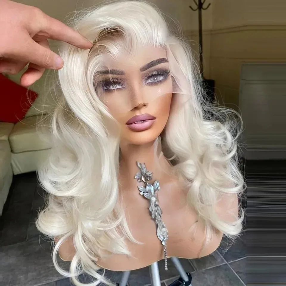 

613 Blonde Short Bob Body Wave Lace Frontal Wig Glueless 13x4 HD Lace Wig Pre Plucked Synthetic High Quality Party
