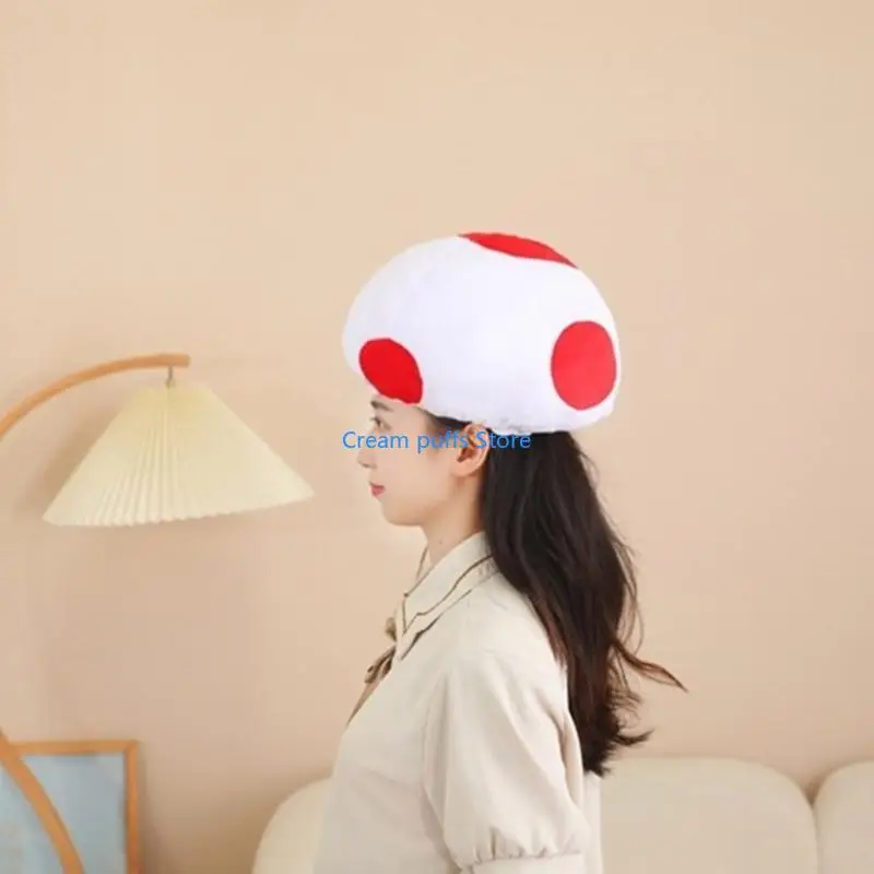 

50LE Adjustable Lovely Cartoon Mushroom Hat Warm Headgear Hat for All Ages Perfect for Cosplay Party and Outdoor Activity