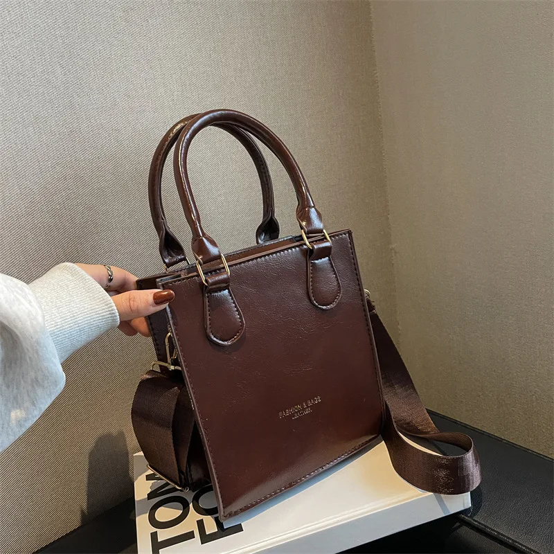 2023 Trendy Women Handbags All-Match Vintage PU Leather Messenger Bags Texture Fashion Ladies Shoulder Bag