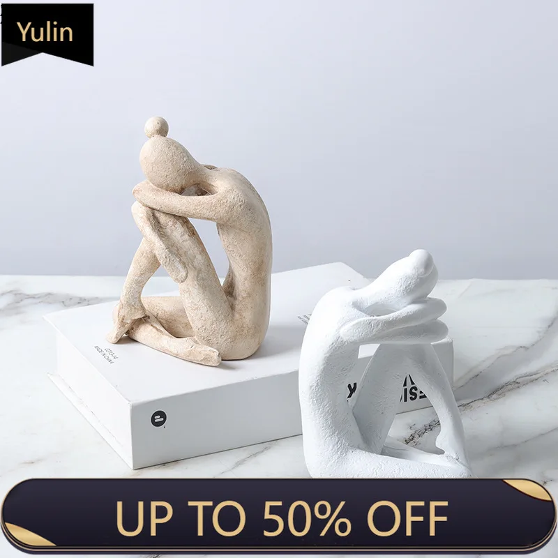 Knee Hugging Figures Statue Handicrafts Desk Decoration Ornaments Abstract Character Resin Sculpture Room Aesthetics Decor