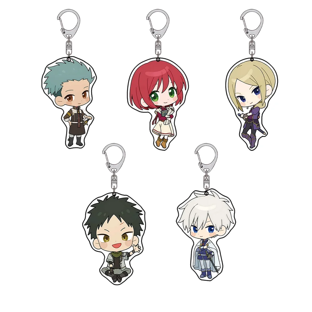 Schneewittchen mit Roten Haaren 6cm Acryl-Schlüsselanhänger Shirayuki und Obi Schulranzen-Accessoire Fan-Sammlerstück Geschenk