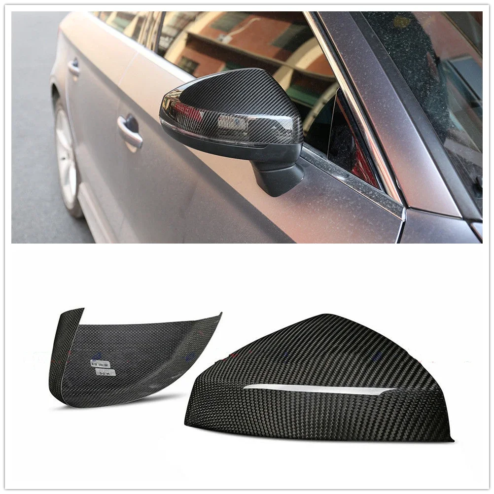 

New！Dry Carbon Fiber Mirror Cover For Audi A3 S3 RS3 2014-2018 Car Exterior Side Rearview Rear View Case Reverse Cap Shell Add O