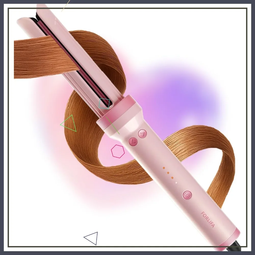 Auto Curling Iron with Cool Airflow, Self Rotating Curler, 1.1B Negative Ions, Triple Hair Protect, Dual Voltage