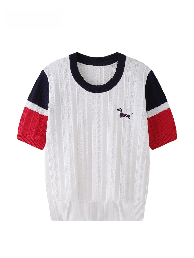 

JZZDEMM женская облегающая трикотажная футболка ort Sve с вышитым узором, летнее новое поступление, модная повседневная одежда в стиле ретро