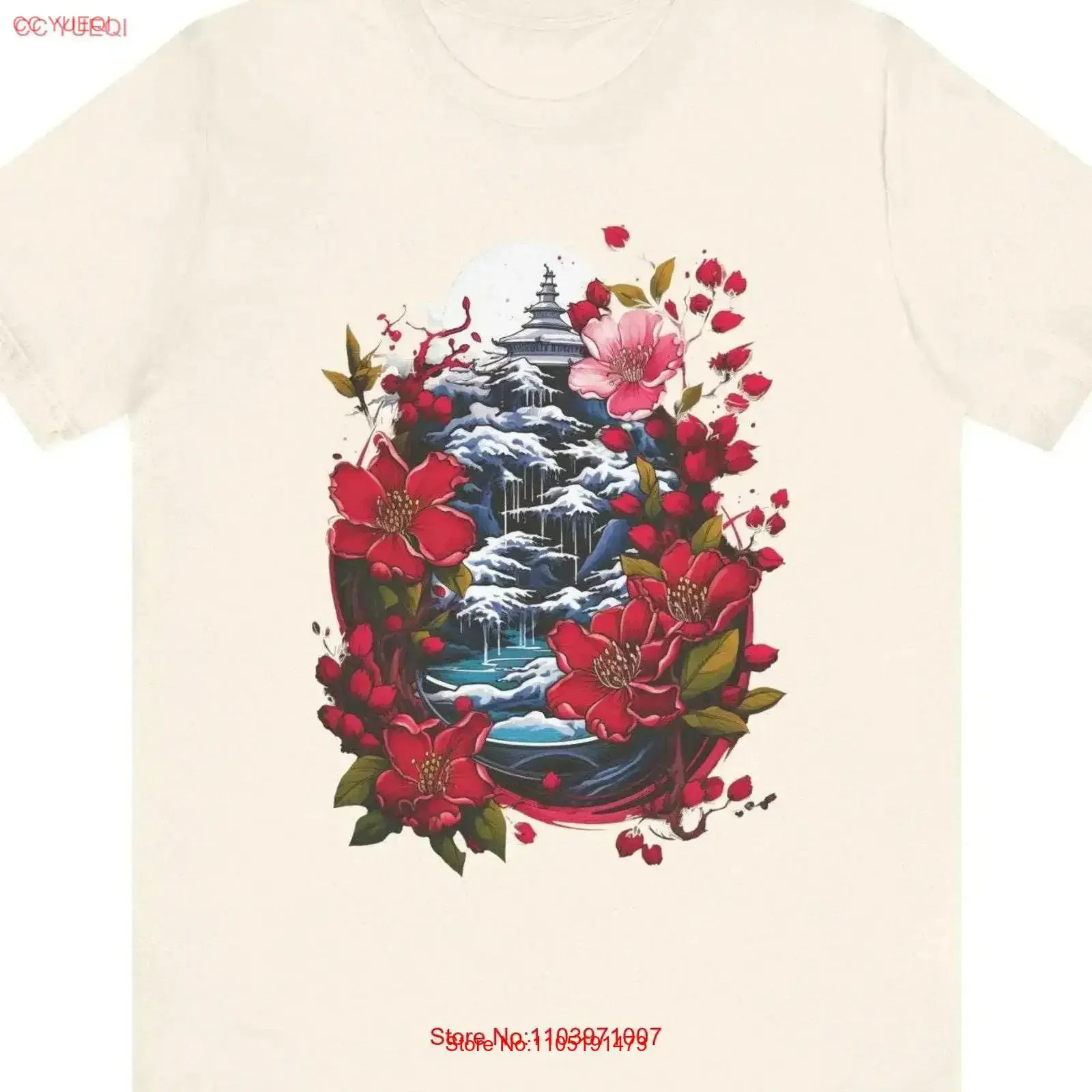 Japanese Dream Temple T Shirt Asian Inspired Streetwear with Tranquil Mountain Scene vintage Washed Stretched Casual streetwear