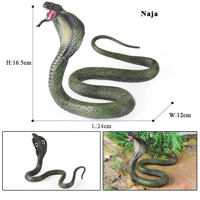 Oenux Simulation Forest Savage Snakes Animals Model Wild Cobra Rattlesnake Python Action Figures Party Favor Decor Kids Toy Gift