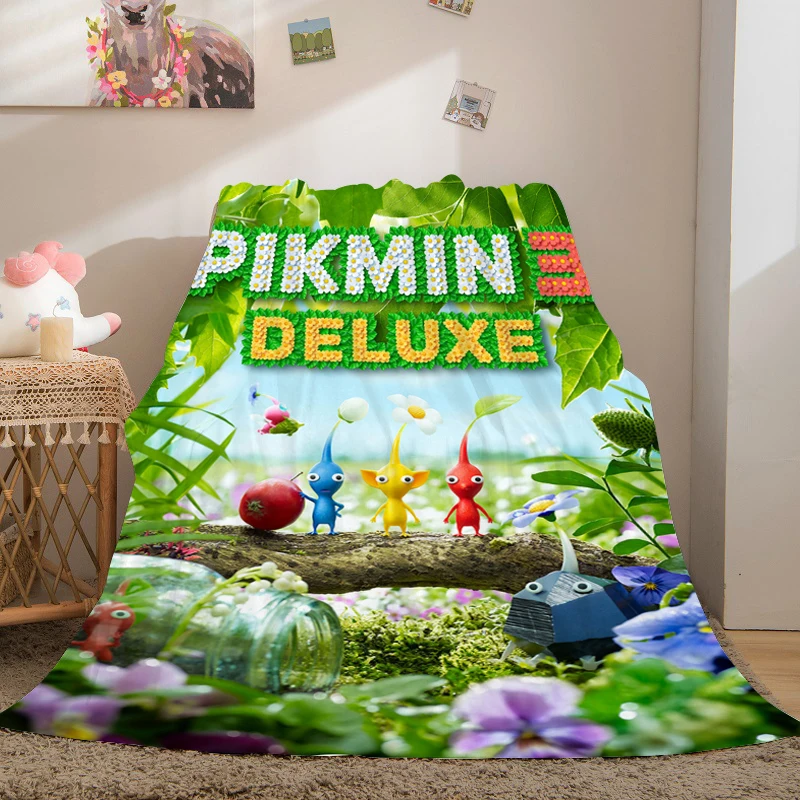 Fluffy Soft Blankets for Winter A-Pikmin Cute Warm Knee Bed Fleece Camping Custom Nap Decorative Sofa Blanket Microfiber Bedding