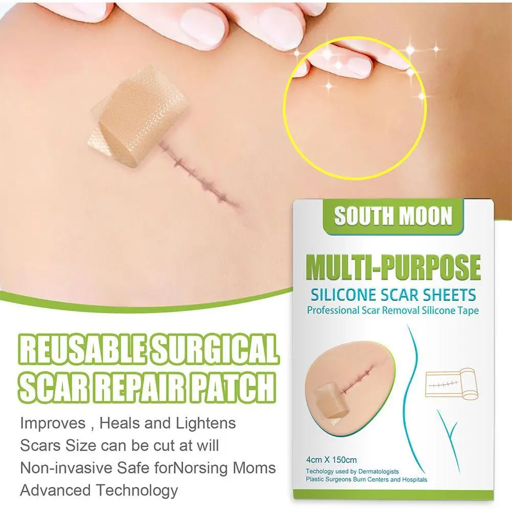 4cm*150cm Gel Scar Sticker Scar Removal Medical Grade Silicone Gentle Repair Burn Skin Tummy Tuck Tape Keloid Treatment Skincare