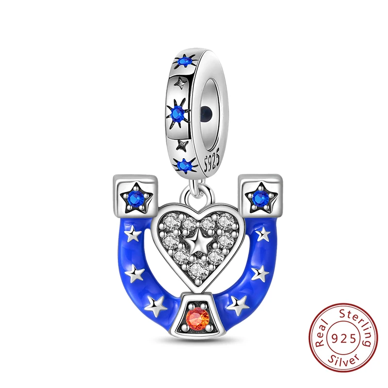 Original coole Charms-Perlen aus 925er-Sterlingsilber im amerikanischen Stil, Glücks-Huf-Anhänger für Damen und Herren, Schmuck für Armband-Zubehör