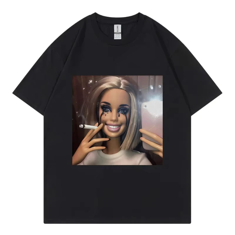 ¿Qué es amor? Camiseta divertida con cara de muñeca desgustante, camisetas góticas de manga corta a la moda, camisetas informales para hombres y mujeres