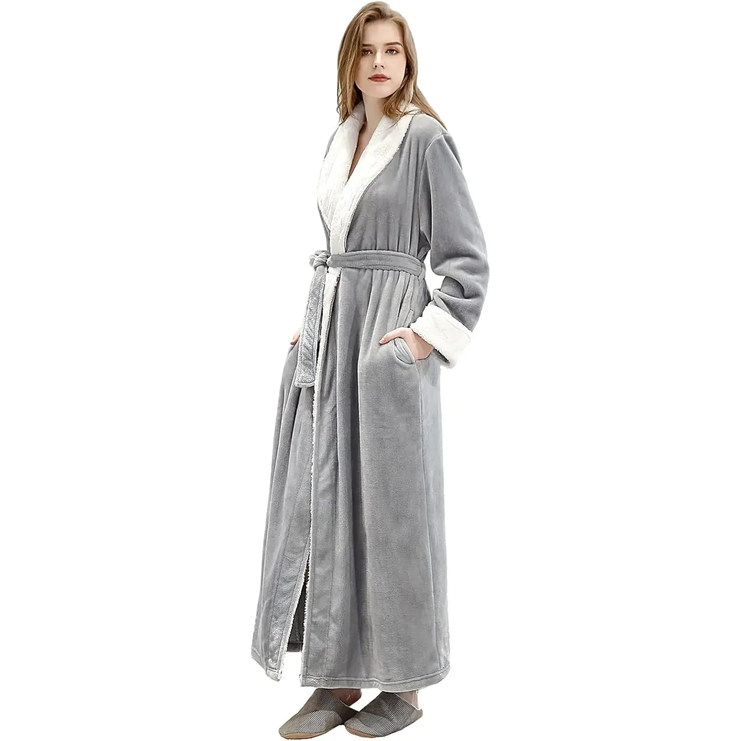 New Winter thickened Robe Pajamas Multi-Coloured Flannel Bathrobe Absorbent and Warm Soft and Comfortable night gown