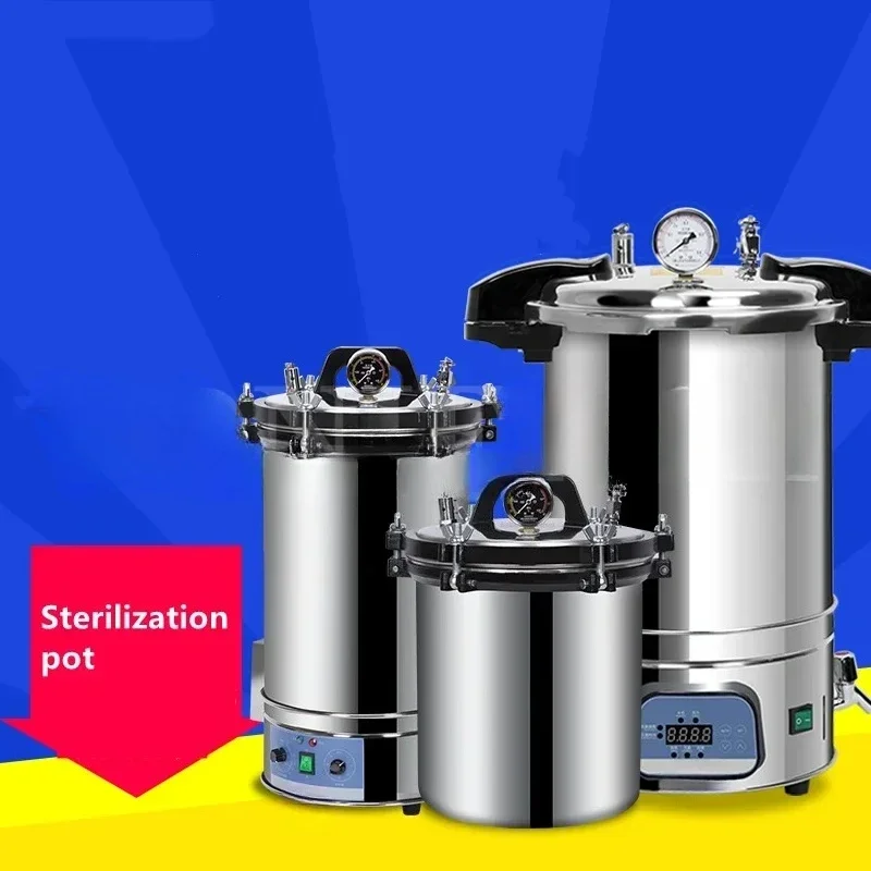 LHS-18B Stainless Steel Steam Sterilizer Laboratory High Temperature Sterilizer Pressure Gauge / Digital Display Sterilizer 18L 2