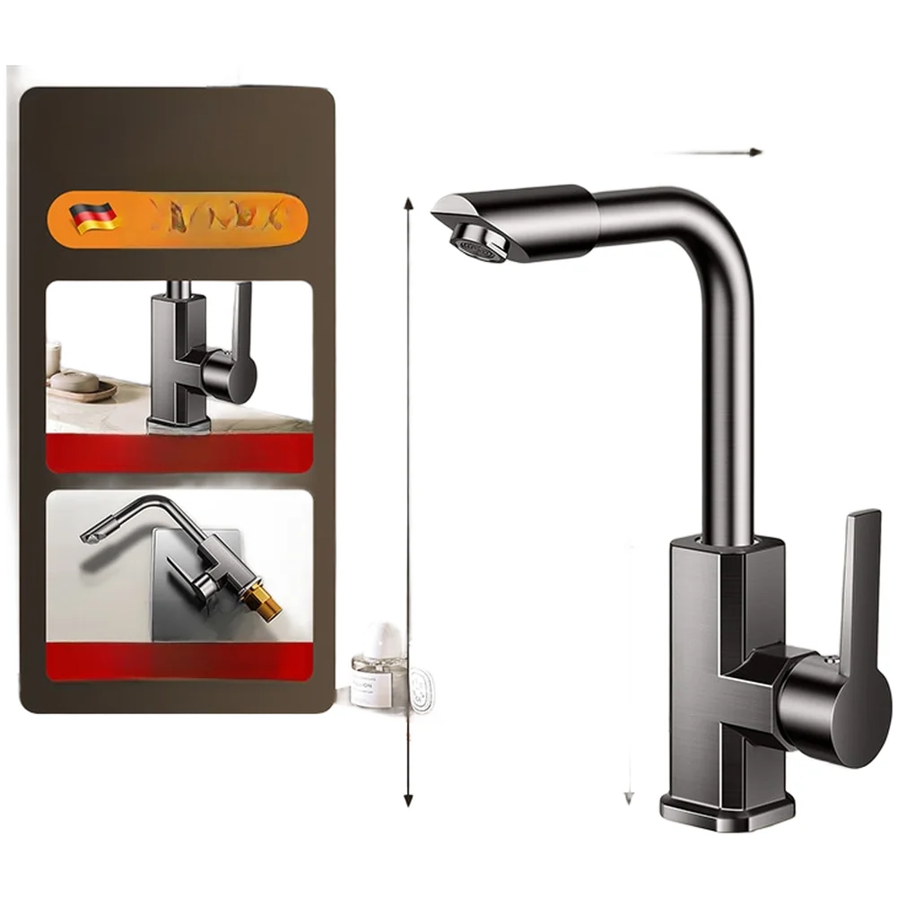 Hot Cold Mixer Basin Faucet with Precision Disc Valve Core Thickened Brass Construction Metallic Silver Copper Alloy for tap
