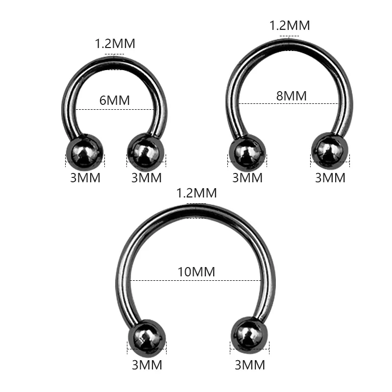 6PCS/Set Metal Horseshoe Fake Nose Ring C Clip BCR Septum Lip Stainless Steel Piercing Falso Nose Rings Hoop for Women Men