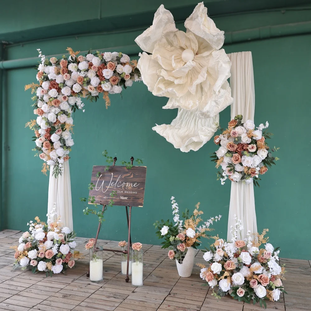 

Свадебное украшение из искусственных цветов - бело-коричневый треугольный цветок премиум-класса для Hochzeit Dekoration & Event Staging HY2880