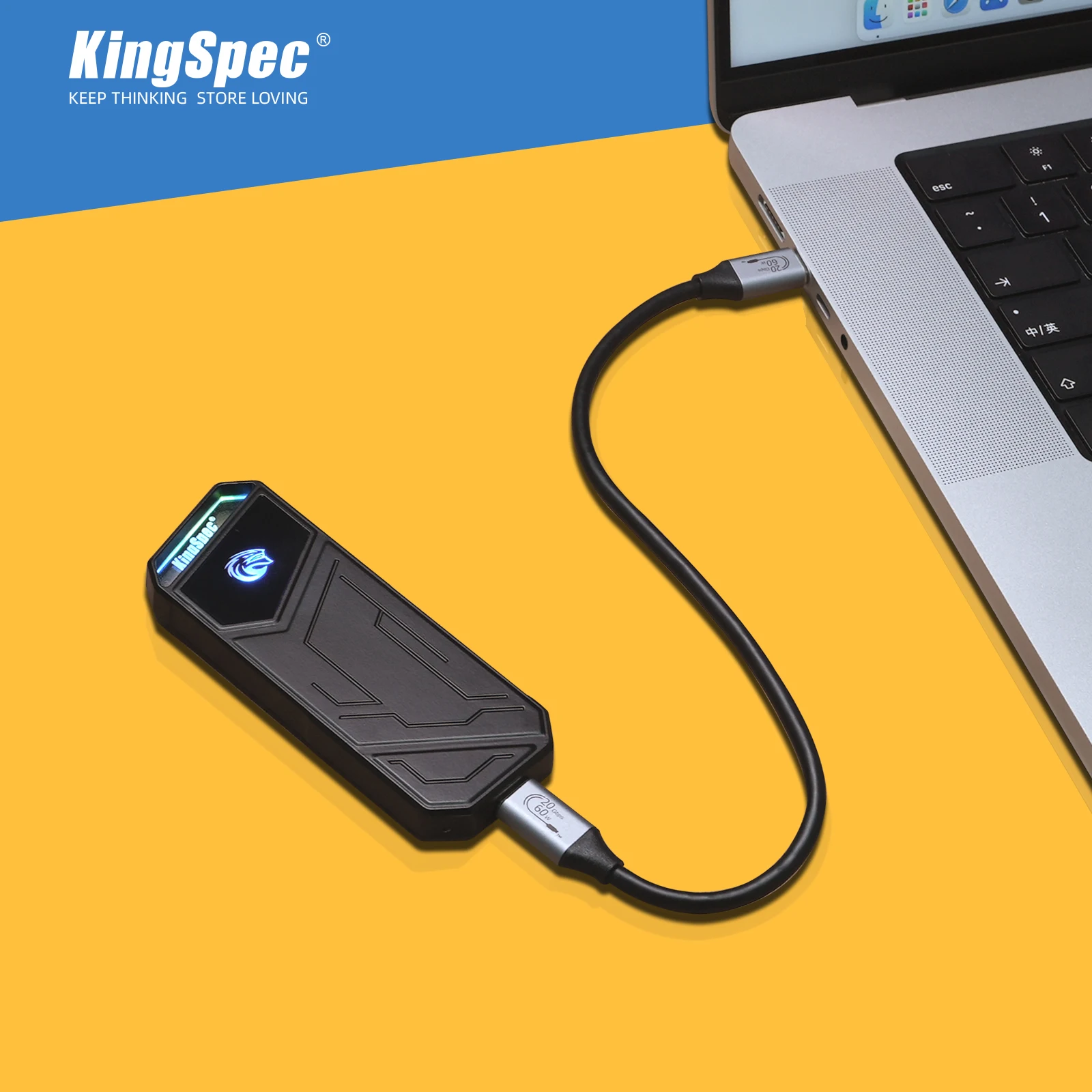 KingSpec NVMe внешний SSD 512 ГБ 500 ГБ 1 ТБ 2 ТБ жесткий диск 20gbps Тип C USB 3,2 RGB портативный Hd твердотельный диск для ноутбука