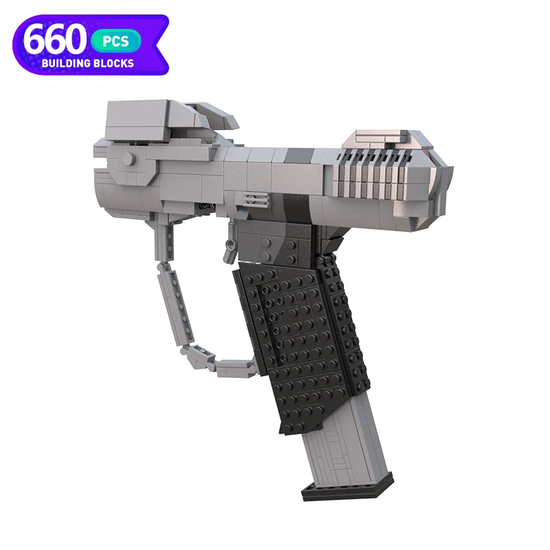 MOC Game Haloed Weapon Brick Assembly Model MOC-45653 Game Combat Evolved M6D Magnum Pistol Brick Toy Gift