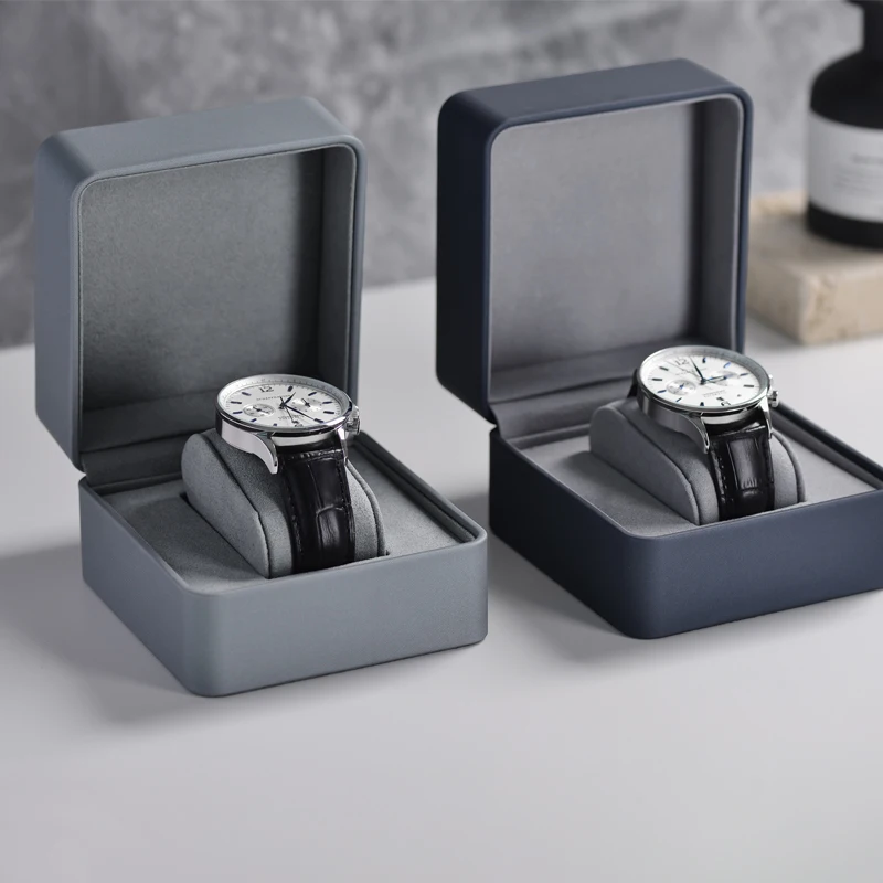 WoodTen Watch Gift Box PU Leather Watch Display Box Single Packaging Portable Storage for Jewelry Store Watch Pillow Supplies