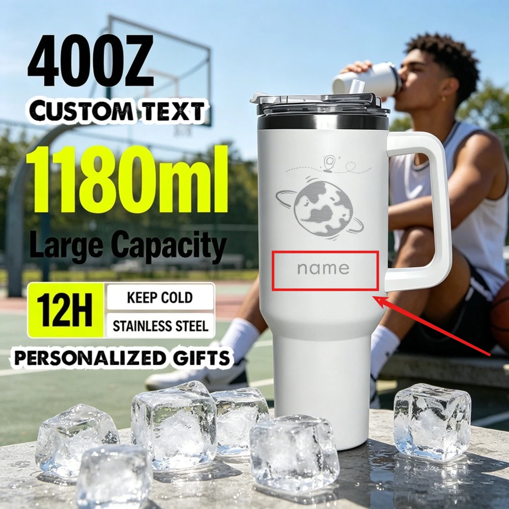 1200ML Custom Large Capacity Thermos Cup Stainless Steel Vacuum Insulated Water Bottle with Straw Leak Proof Gym Travel Mug