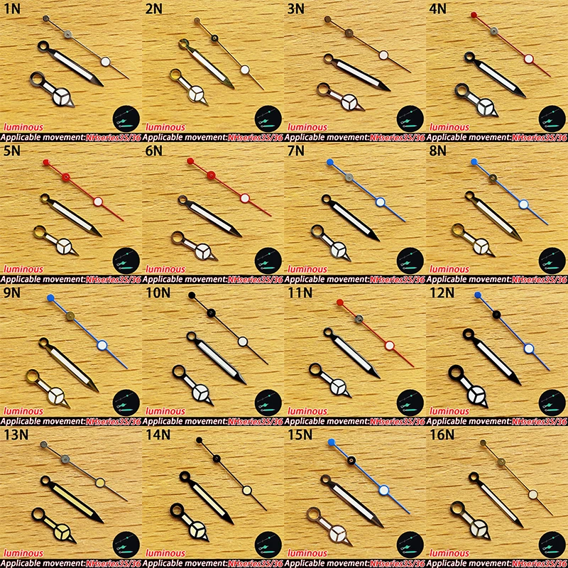 مشاهدة أجزاء مؤشر إبر noctilucent ل NH3/2836/2824/35/36 8205/8215 مؤشر ساعة يد تعمل بالحركة إصلاح استبدال أجزاء