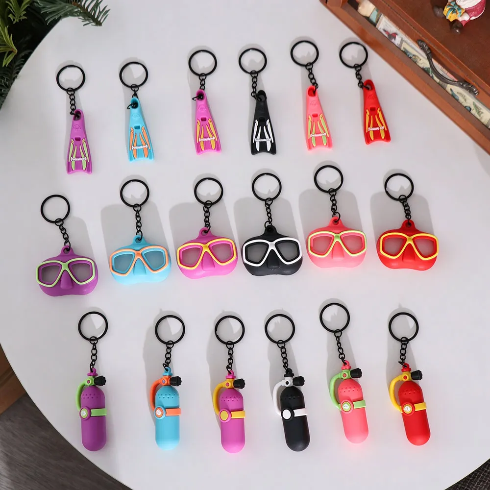 Funny Diving Series Keychain Colorful Creative Diving Mask Bag Pendant Backpack Decor Hanging Oxygen Cylinder Keyring Gift