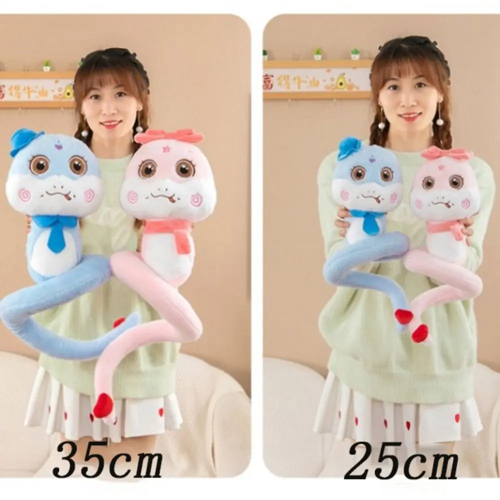 Big Eyes Snake Year Plush Toy Hat Good Luck Wealth Snake Year Mascot Toy PP Cotton Cartoon Lucky Snake Doll Keychain Children