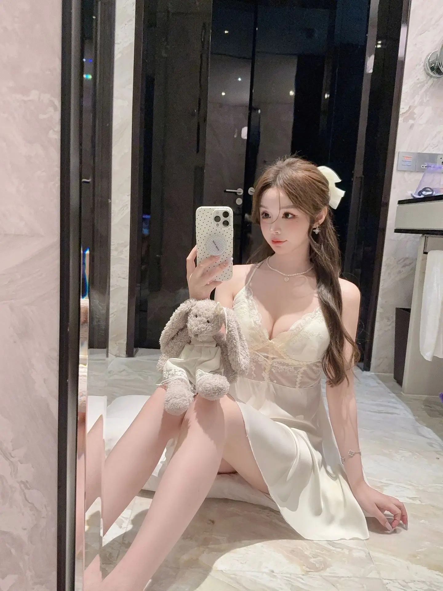 

Female 2PCS Robe Set Nightgown Sexy Patchwork Lace Lingerie Nightdress Kimono Bathrobe Gown Loose Ice Silk Home Dress Loungewear