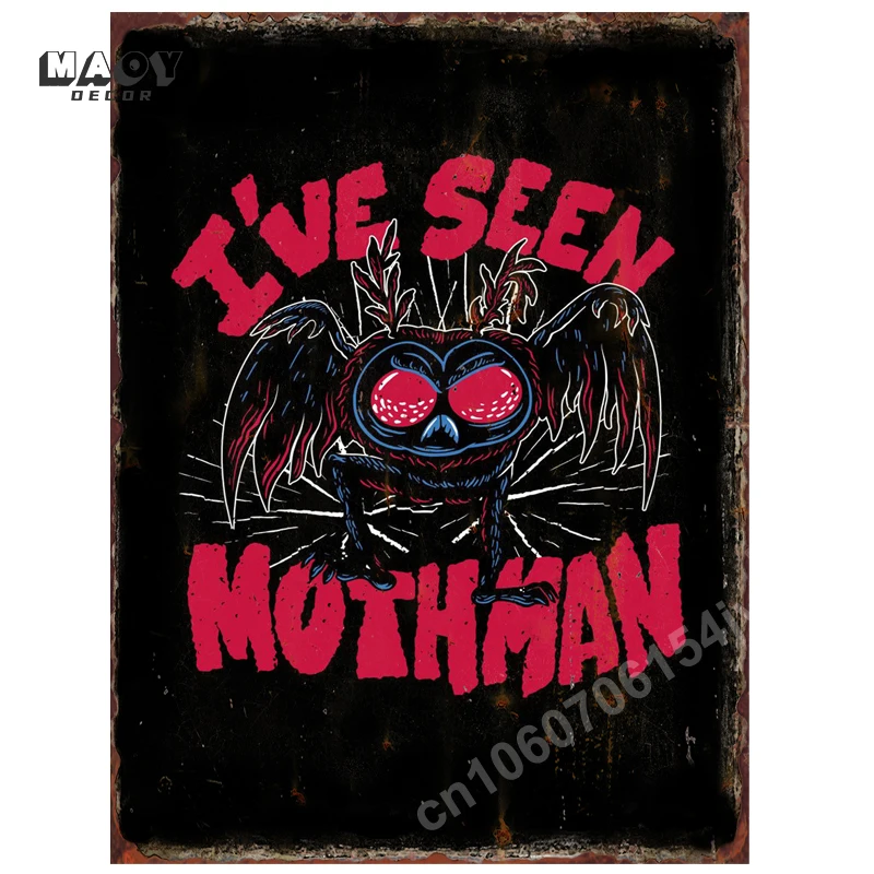 Mothman Cryptid Sunset Metal Tin Signs Bedroom Plaques Garage Club Plate Vintage Poster for Home Living Room Wall Art Decoration