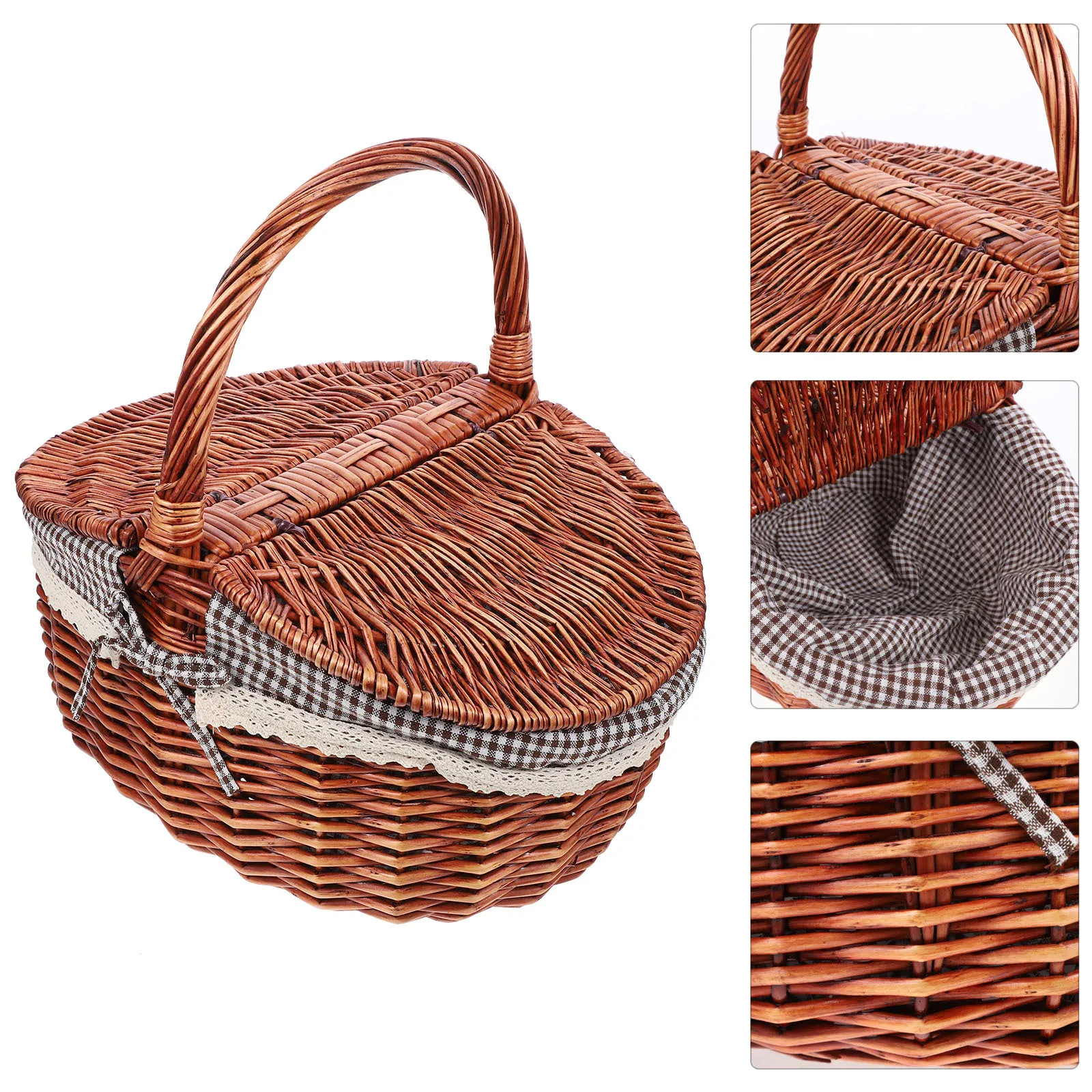 

Extra Large Wear Resistant Wicker Basket for Kitchen Storage Fruit Vegetables Picnic Camping Outdoor Gathering Elegant Home