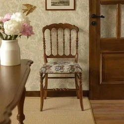 Solid wood upholstered chair, retro fabric art, original wood, household backrest, dining chair, light luxury whole set