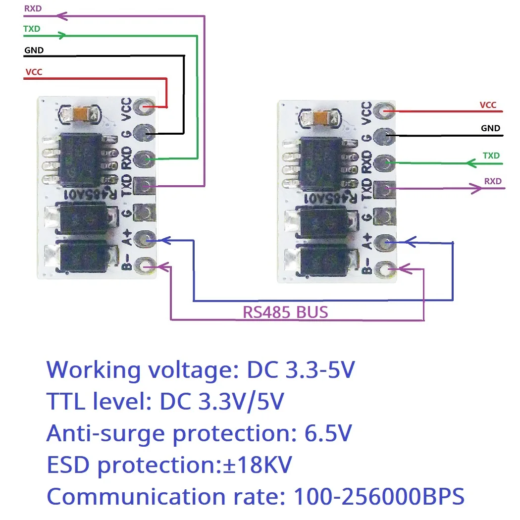 5PCS High-Speed Half-Duplex Transceiver Auto Master-Slave Networking Module RS485 to TTL RS232 UART Converter for Arduiuo MEGA25