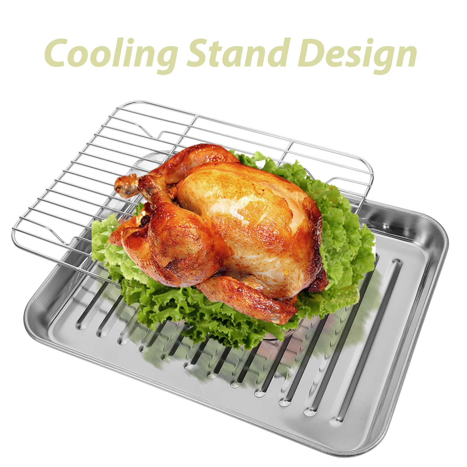 

1 set Bakeware Set Steel Baking Tray Cooling Rack Wire Wire Baking Rack For Sheet Pan Pan Snacks Food Container Roasting