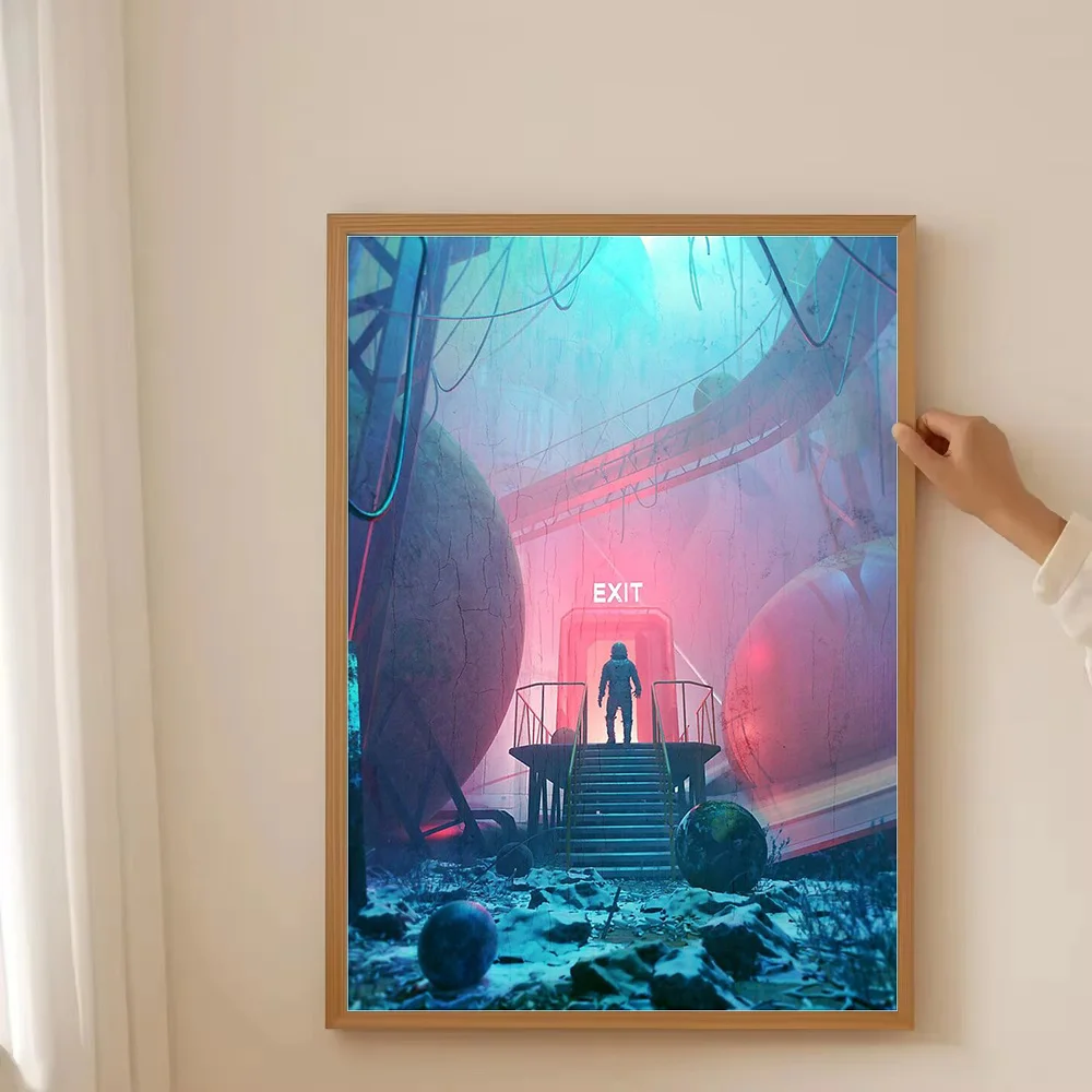 المناظر الطبيعية الخيال العلمي قماش جدار الفن مستقبلية سيتي سكيب Cyberpunk ديكور غرفة المعيشة المنزلي اللوحة التجريدية الحديثة