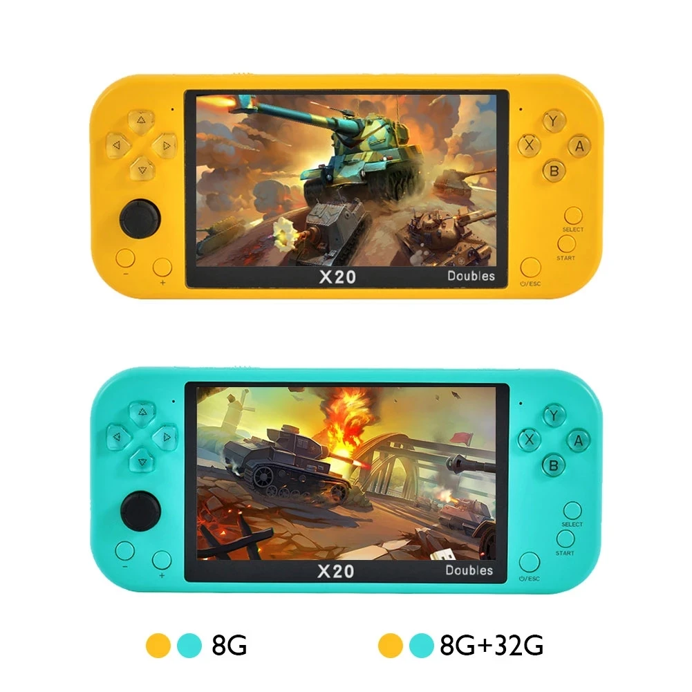 

X20 Video Game 5.1 inch LCD Double Rocker Portable Handheld Retro Game Console Video MP4 Player TF Card for GBA/NES 34200 Games