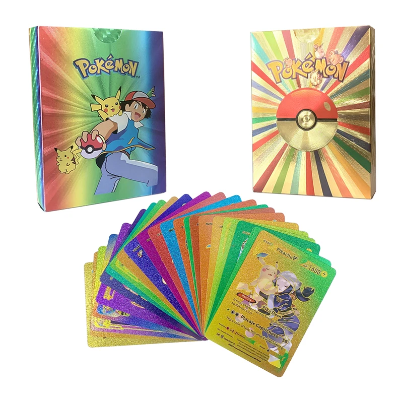 27-55 Stück Pokemon Karten Deutsch Spanisch Französisch Englisch Vmax GX Farbe Energie karte Pikachu seltene Sammlung Kampf Trainer Jungen Geschenk