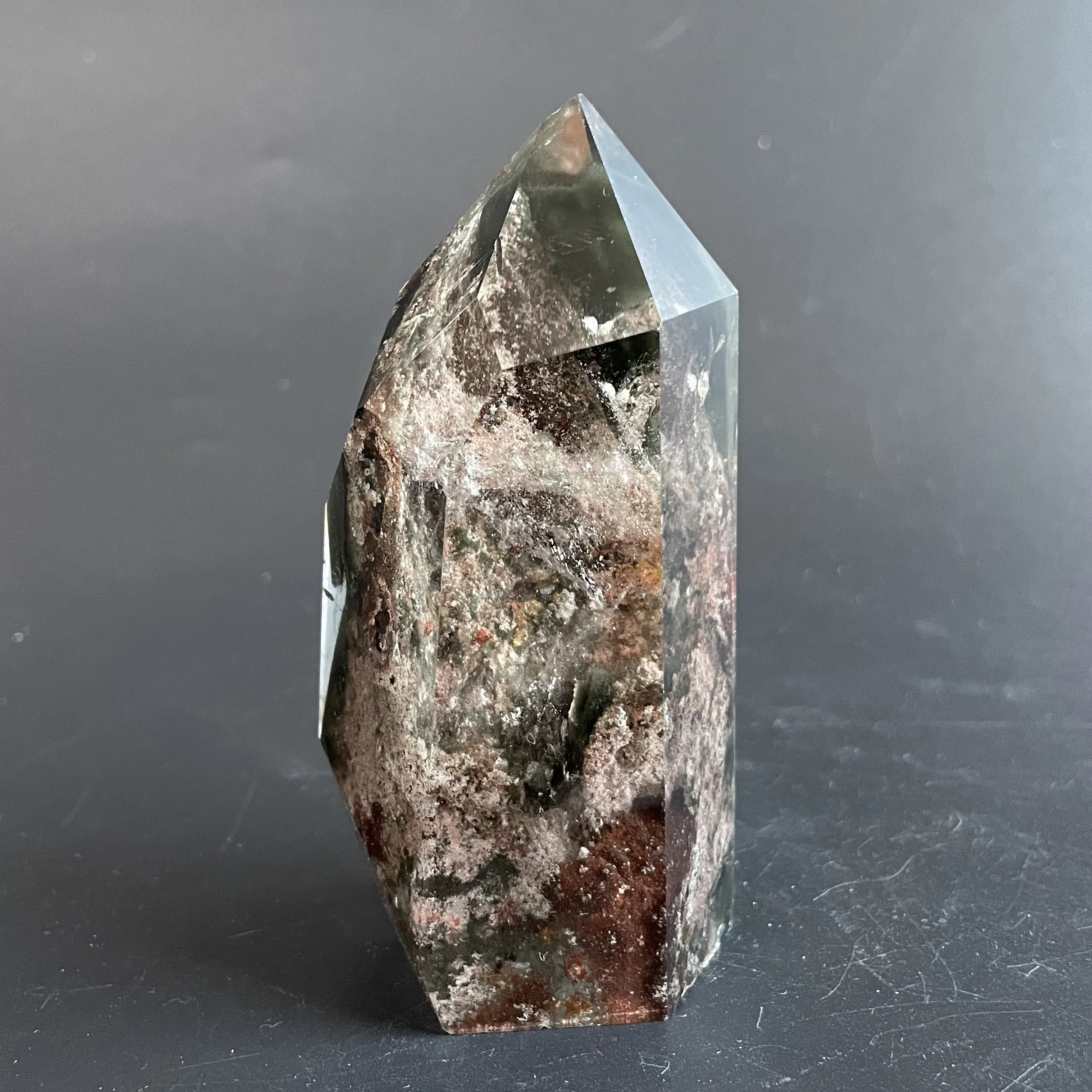 

255g Natural Stone Green Phantom Crystal Tower Polished Garden Quartz Wand Point Reiki Healing Gift Room Decor Obelisk Y1795