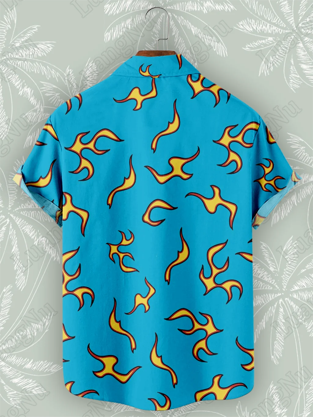 Flame Blue Hawaiian Shirt Man Summer Short Sleeve Casual Street Shirts for Men 2023 Fashion High Quality Beach Party Shirt