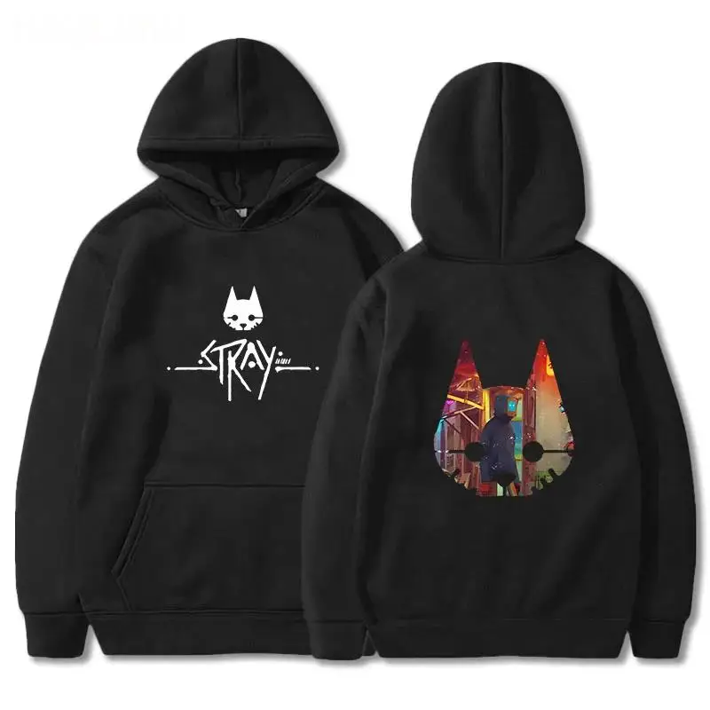 Stray Game Cat  Anime Hoodie Hot Game Printing Clothes Fleece Pullover Tops Oversized Casual Sweatshirts Vintage Unisex Wram Top