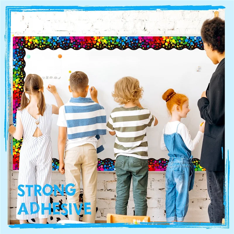 B27B 1 لفة 59 قدم حواف لوحة الإعلانات ذاتية اللصق، ملصق حواف قصاصات على شكل صدفي لديكور الفصول الدراسية المدرسية